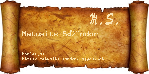 Matusits Sándor névjegykártya